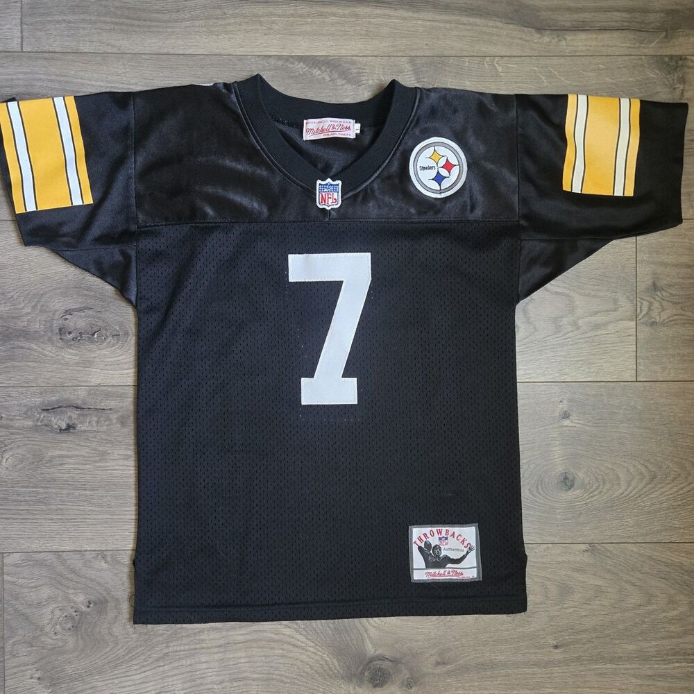 Mitchell Ness Steelers Roethlisberger Jersey Youth L Stitched Throwback Black